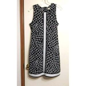 Michael Kors Black and White Geometric Sleeveless Dress